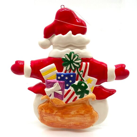 Snowman Ornament 3D Nose Christmas Hand Painted Vintage Holiday Deco Porcelain - Picture 4 of 5